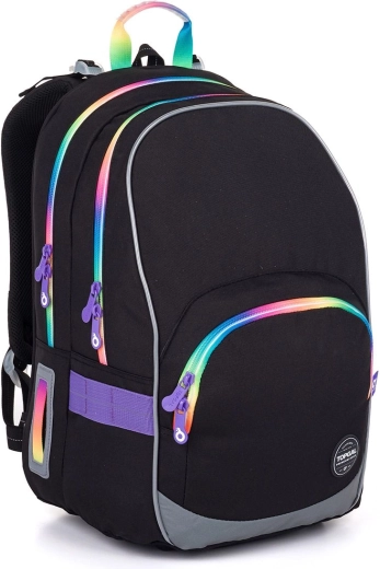 Zaino scolastico Topgal KIMI nero con zip colorate
