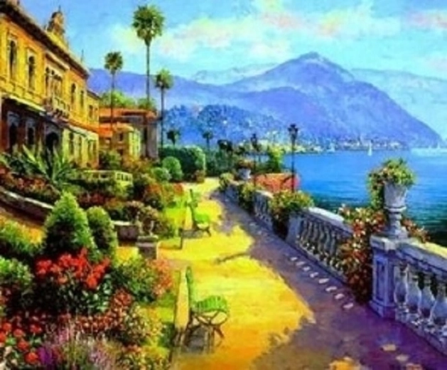 Norimpex Dipingere con i numeri città con vista sulle montagne 40 × 50 cm