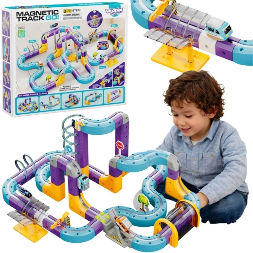 Woopie set di costruzione magnetico – pista ferroviaria con attrazione magnetica 126 pezzi