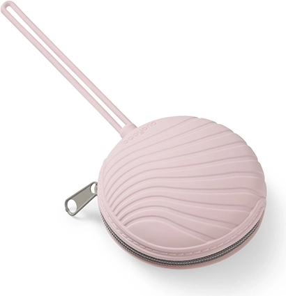 Babyono custodia in silicone per ciuccio con zip rosa