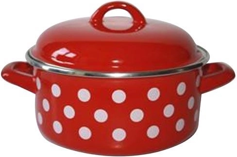Casseruola smaltata con coperchio 18 cm 2 l pois rossi