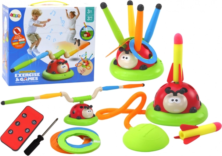 Coccinella Giocattolo sportivo 3 in 1 Jump Jump Toss Target Launcher