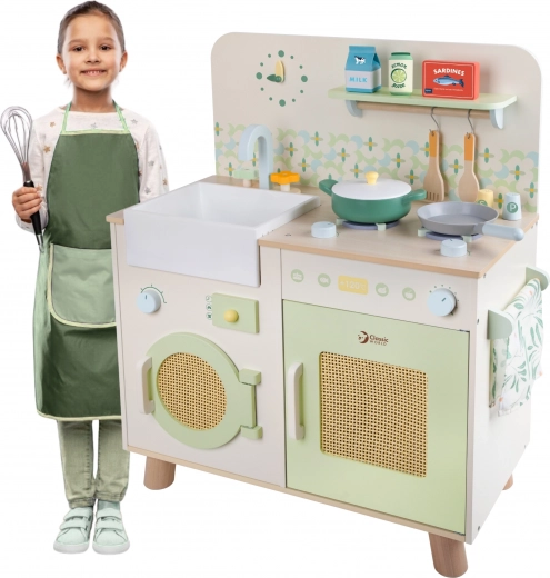 Cucina multifunzionale in legno XXL con lavatrice e accessori