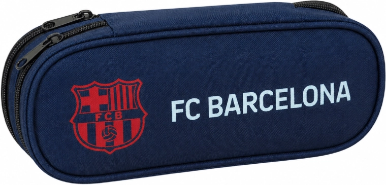 Astuccio scolastico ovale FC Barcelona blu scuro