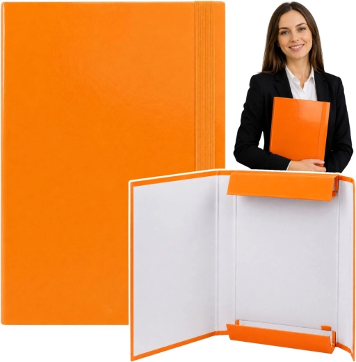 Cartellina a soffietto arancione per documenti A4 con elastico, rigida - 1 pezzo