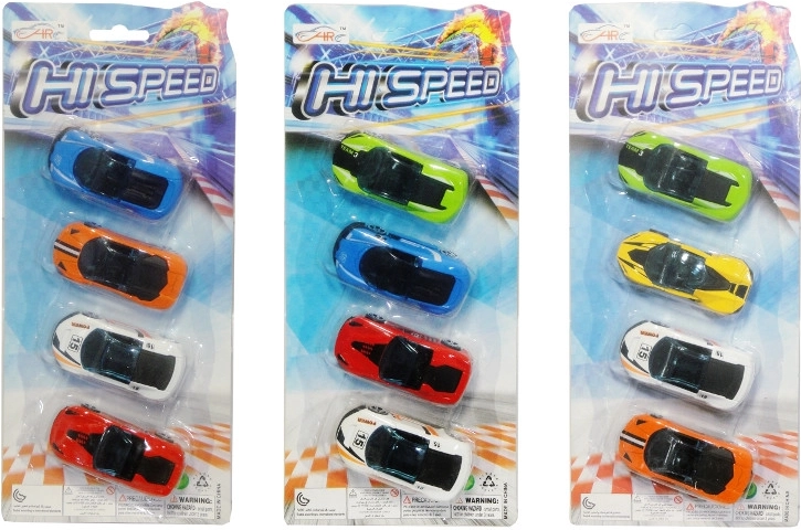 Set di macchinine da corsa in metallo 4 pz