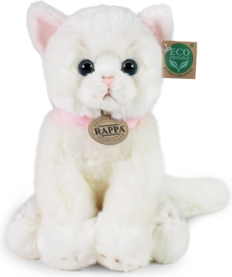 Rappa Gatto bianco in peluche con collare rosa