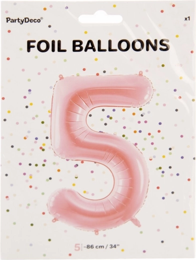 Palloncino in foil numero 5 rosa 86 cm