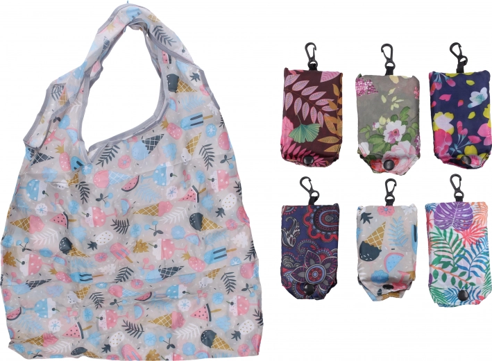 Borsa in tessuto pieghevole con moschettone