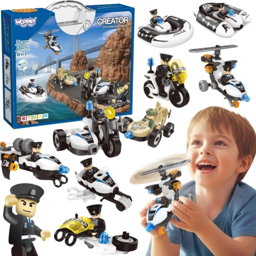 Set di costruzioni Woopie veicoli della polizia 8 in 1