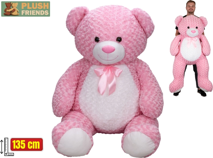 Plush Friends orso di peluche rosa con fiocco 135 cm