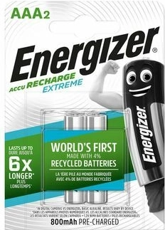 Energizer Extreme AAA batterie ricaricabili 800 mAh, 2 pz