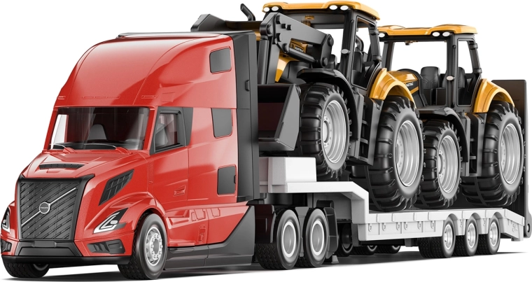 Siku Super trattore stradale Volvo VNL 860 con rimorchio e trattori JCB