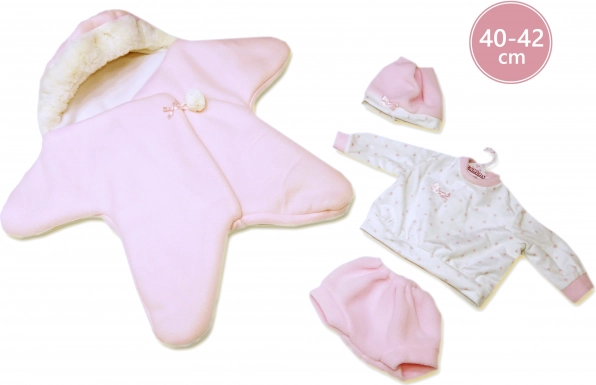 Vestitino per bambola NEW BORN 40–42 cm – set rosa con pile a stelle Llorens