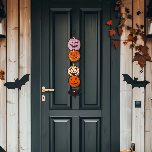 Decorazione pensile di Halloween a forma di zucca in legno