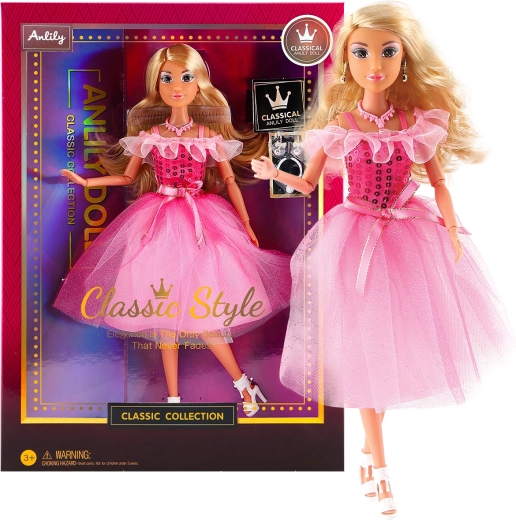 Bambola alla moda con abito da sera – rosa scuro