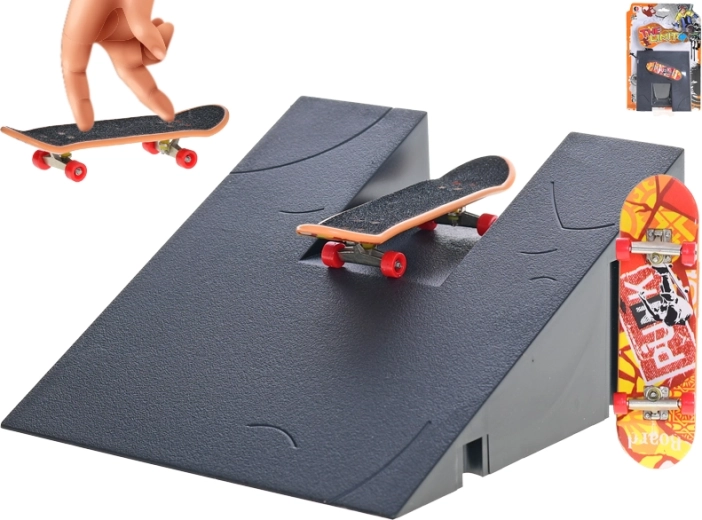 Skateboard da dito 9,5 cm con rampa – set in metallo e plastica per bambini