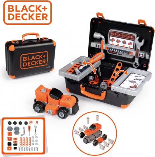 Smoby Black & Decker Valigetta con attrezzi e auto da costruzione