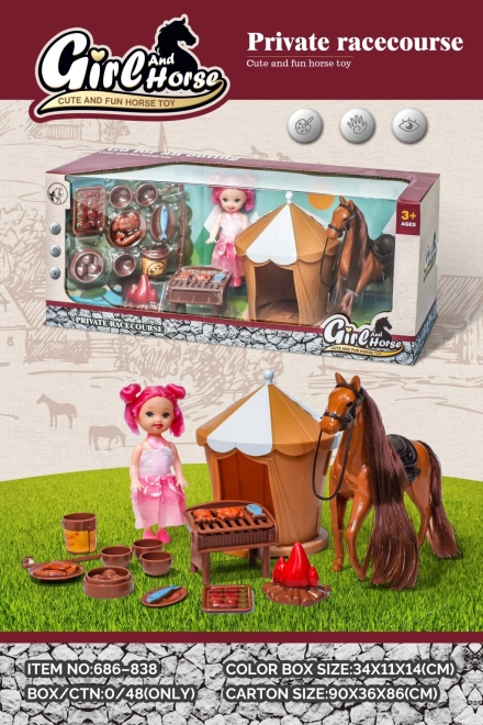 Set di gioco con cavallino, bambola e accessori