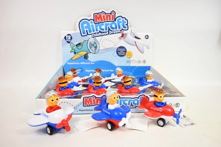 Minio piccolo aeroplanino con personaggio pilota 10 cm