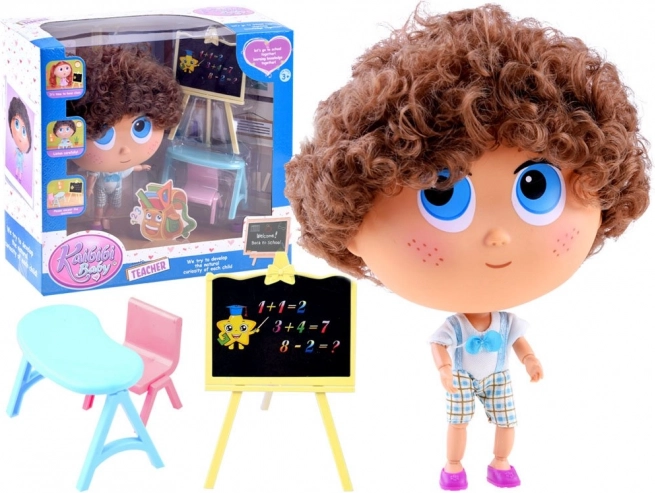 Bambolotto insegnante Tymek – set scolastico con lavagna e tavolino – Blu