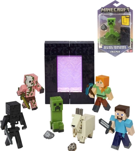 Mattel Minecraft action figure articolata Build-A-Portal 8 cm con accessori (vari tipi) - 1 pezzo