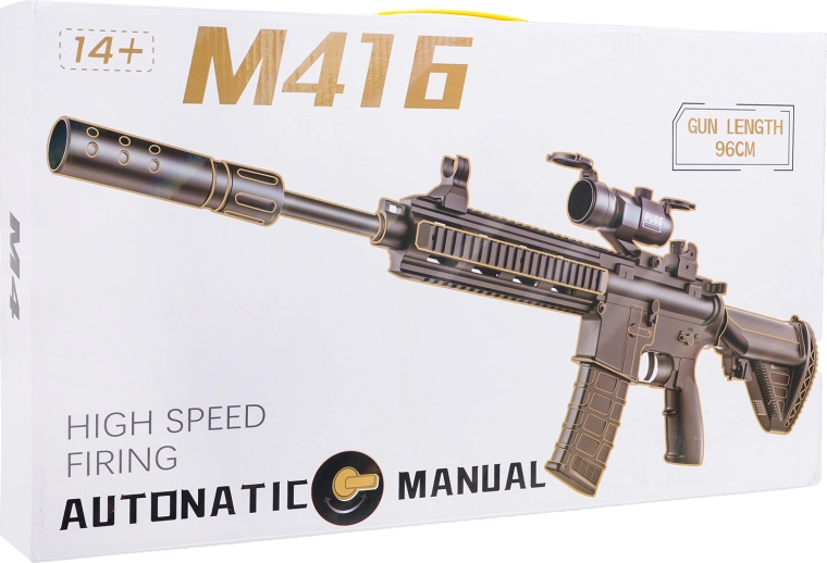 Pistola a gel M416 grigia con sfere d’acqua con accessori