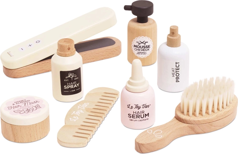 Le Toy Van set da parrucchiere in legno – piastra per capelli per bambini