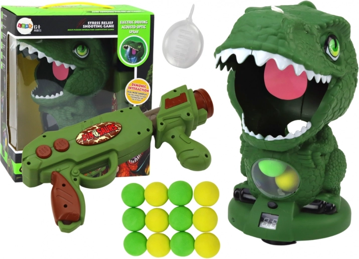 Gioco di tiro ai dinosauri con pistola verde e palline