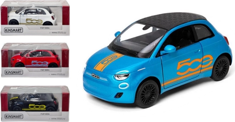 Kinsmart Fiat 500 modello in metallo 1:28 con meccanismo a retrocarica