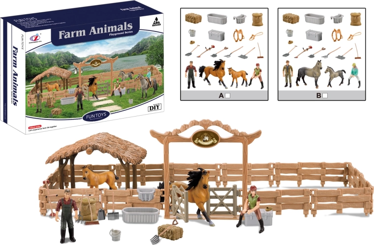 Grande recinto per cavalli con cavaliere – animali della fattoria