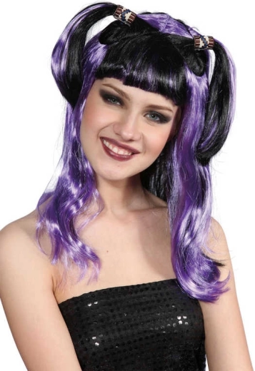 Parrucca di carnevale viola-nera per adulti - 1 pezzo