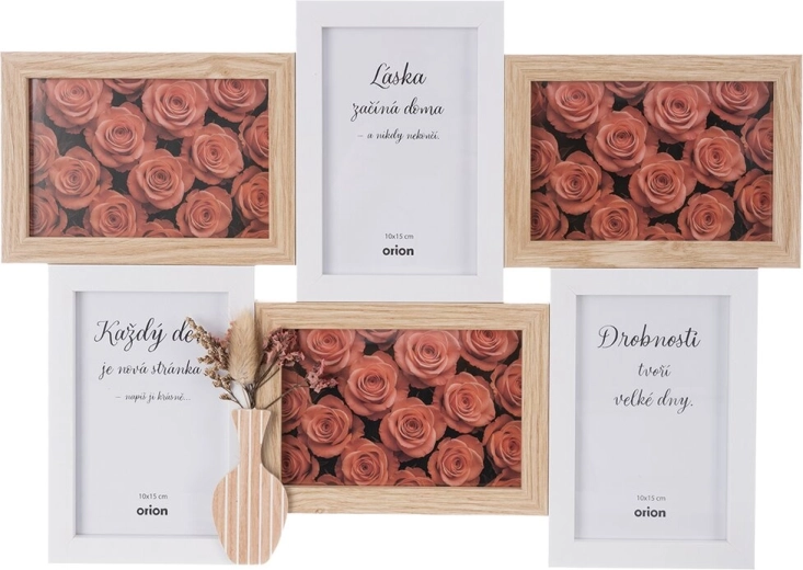 Cornice portafoto collage in legno beige per 6 foto 46 × 32 cm