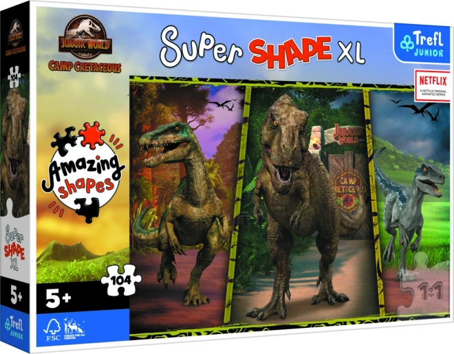 Puzzle XL Super Shape dinosauri JURASSIC WORLD 104 pezzi