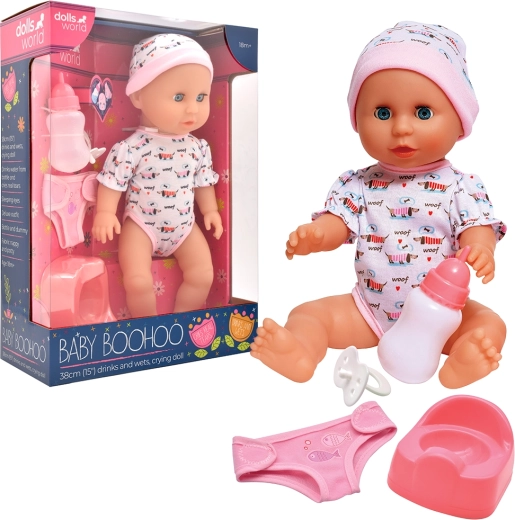 Dolls World bambolotto Baby Boohoo 38 cm con funzioni e accessori