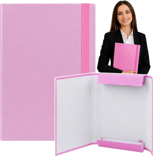Cartellina a 3 lembi rosa per documenti A4 con elastico, rigida (34,5 cm) - 1 pezzo
