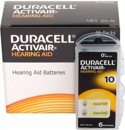 Batterie per apparecchi acustici DURACELL Activair 10, 6 pz
