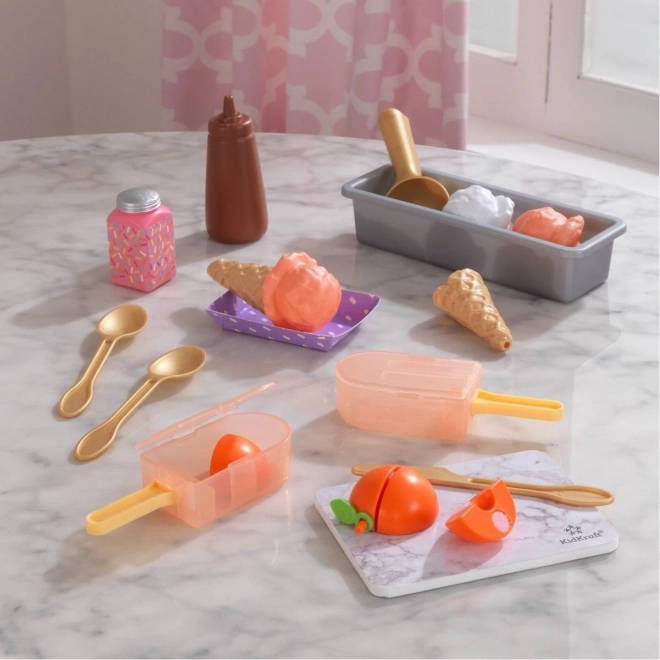 KidKraft Create & Cook ghiaccioli alla pesca – set gelato per bambini (20 pezzi)
