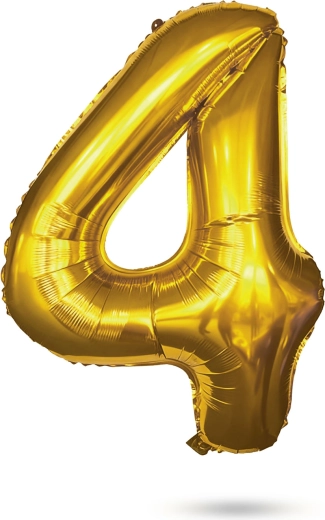 Palloncino in foil dorato a forma di numero 4, 80 cm