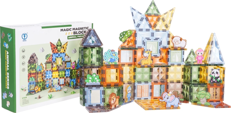 Costruzioni magnetiche per bambini, 116 pezzi con animaletti