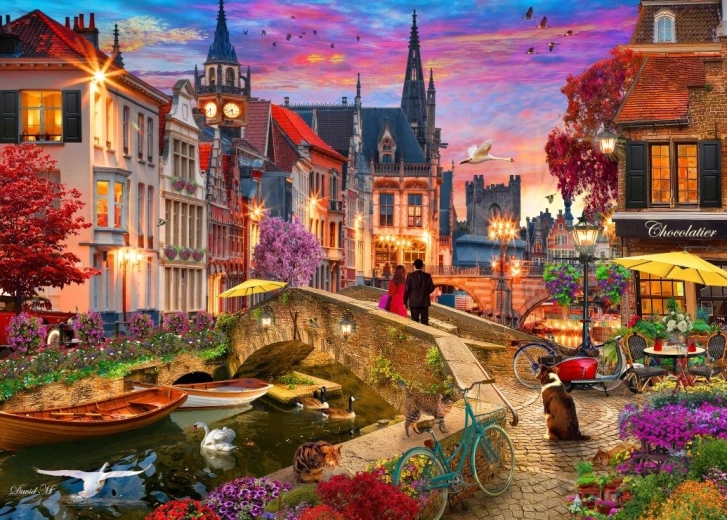 Puzzle Sera al canale d’acqua 1000 pezzi