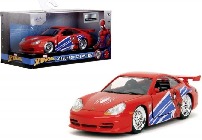 Modello d'auto in metallo Porsche 911 GT3 RS Spider‑Man 1:32