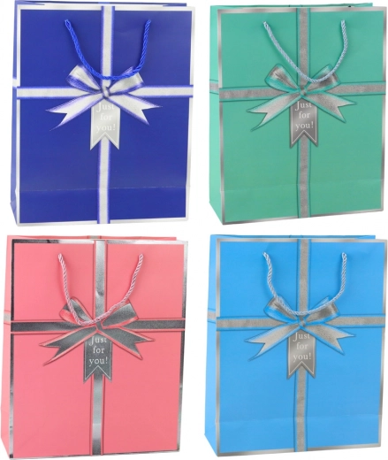 Borsa regalo di carta con fiocco Just for you 32 × 26 × 12 cm