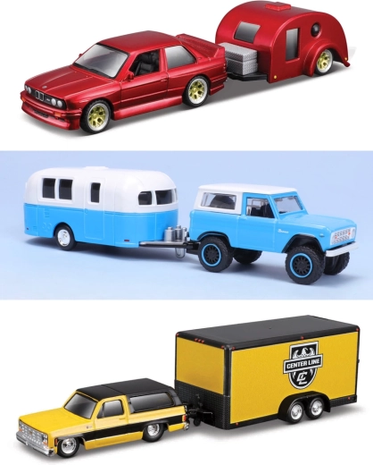 Maisto Design Tow & Go modello di auto con rimorchio 1:64