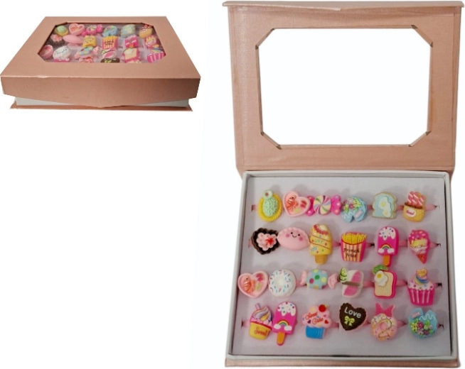 Set di anellini per bambini con dolcetti colorati