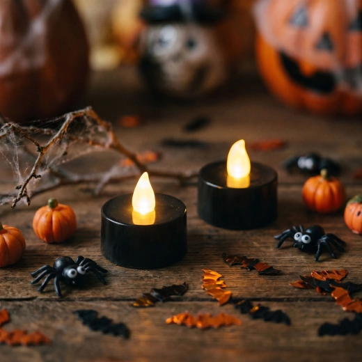 Candele LED da tè di Halloween nere, 2 pezzi