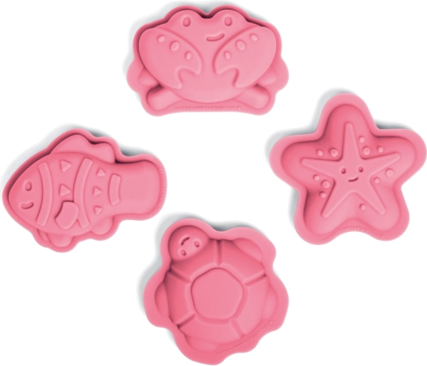 Bigjigs Toys formine in silicone per la sabbia – forme marine rosa