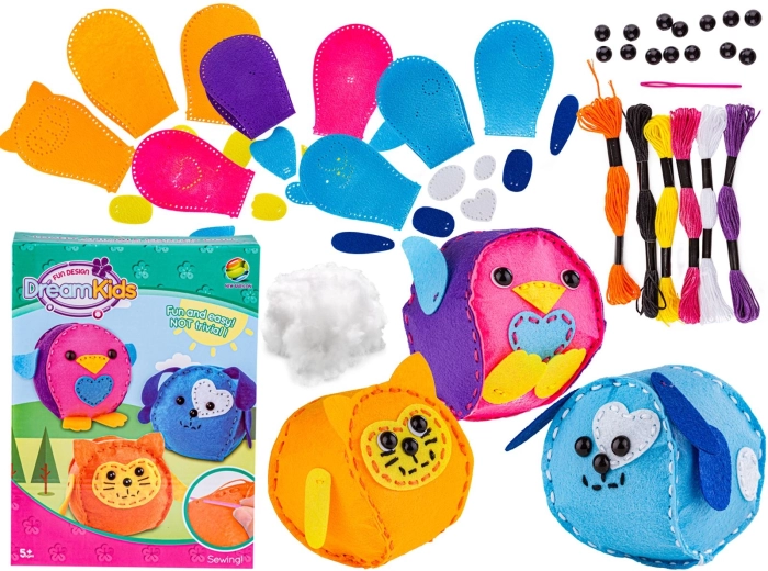 Kit creativo per cucire il feltro – animali domestici (3 pupazzi)
