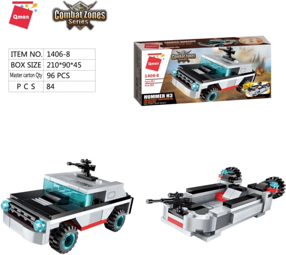 Portaerei Qman auto Hummer H3 2 in 1 set di costruzioni (84 pezzi)
