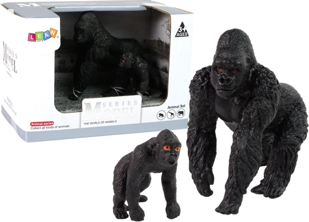 Set di 2 figurine di gorilla – gorilla con cucciolo, serie Animali del mondo